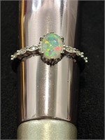Opal and Diamond Ring, Sz 9