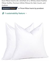 Euro Pillow Inserts 26 * 26 (Pack of 2, White)
