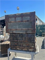3pc Antique Travel Trunks Aged - Wear