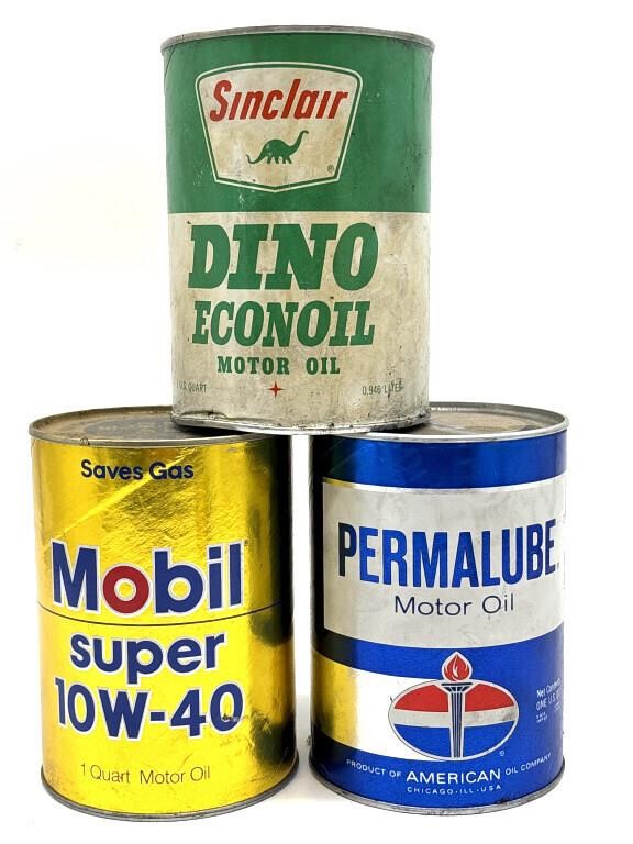 Vintage Oil Quart Cans : Mobil, Sinclair, and