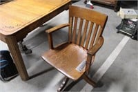 Oak Armed Desk Chair on Rollers