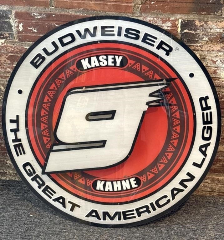 Budweiser NASCAR Kasey Kane Plastic Sign 35.5”