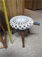 1ft tall stool with crocheted cover (Office)