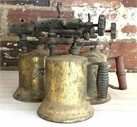(3) Vintage Brass Blow Torches 11” Tall and