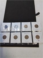 Group of 8 wheat pennies 1910 to 1956