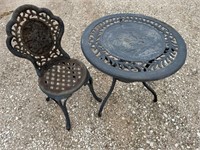 Metal patio table & chair