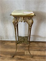 Vintage Cast Metal Occasional Table Marble Top