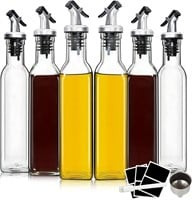 New  8oz Clear Glass Olive Oil Dispenser 6 Pack