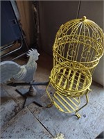 Outdoor Decor Lot Yellow Cage & Rooster (Shed 1)