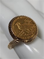 14.4KT GOLD $2.5 INDIAN HEAD COIN RING
