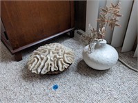 Large Coral & Decorative Vase Lot  (Living Room)