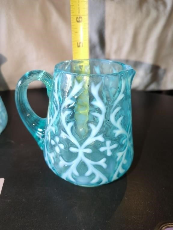 Vintage Northwood Blue Opalescent glass pitcher