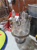 VINTAGE COLLECTION OF CRUET BOTTLES, W/METAL STAND