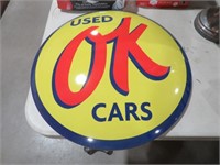 16" ROUND METAL OK USED CARS SIGN