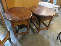 PAIR OF WOOD OVAL SHAPED END TABLES