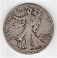 US 1942 S 90% Walking Liberty 1/2 Dollar