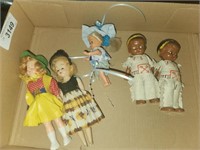 5 Vintage Female Dolls, 2 are Black Americana