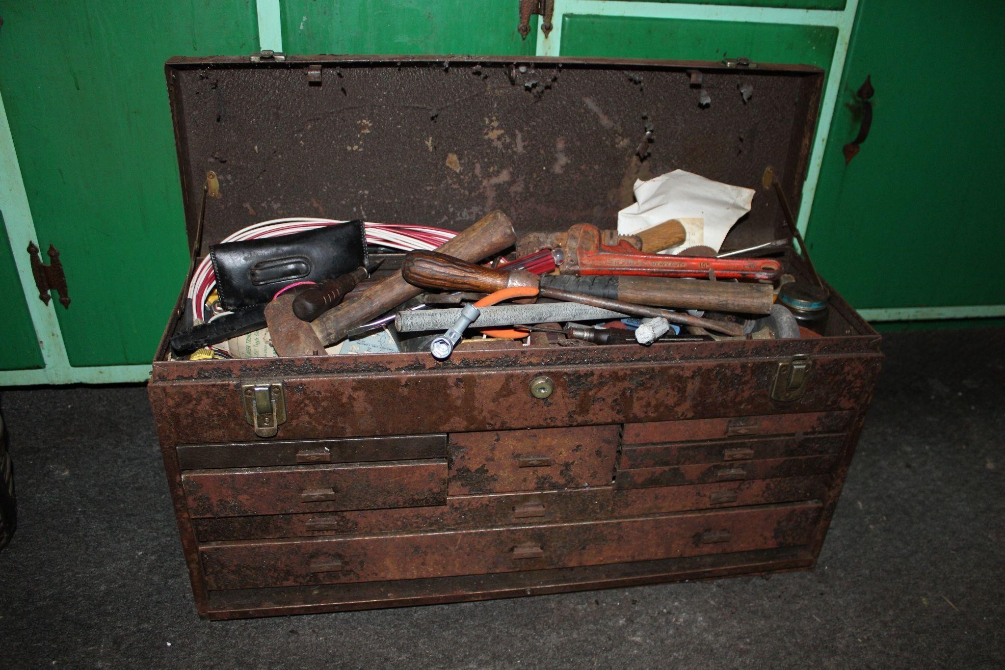 26 INCH TOOL BOX WITH CONTENTS