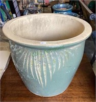 Larger sized glazed clay pottery planter pot 12
