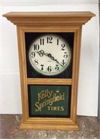 Wooden mantle clock with hanging capability