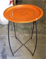 Two piece metal outdoor side table with