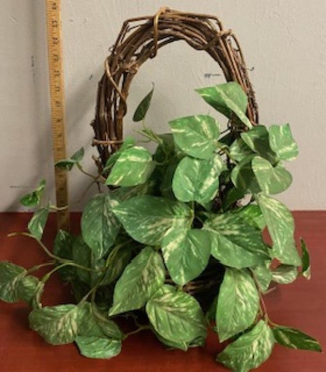 Basket with Fake Plant