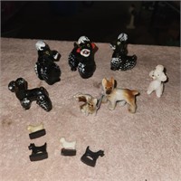 Vintage Ceramic Dogs & Plastic Minature Scottie
