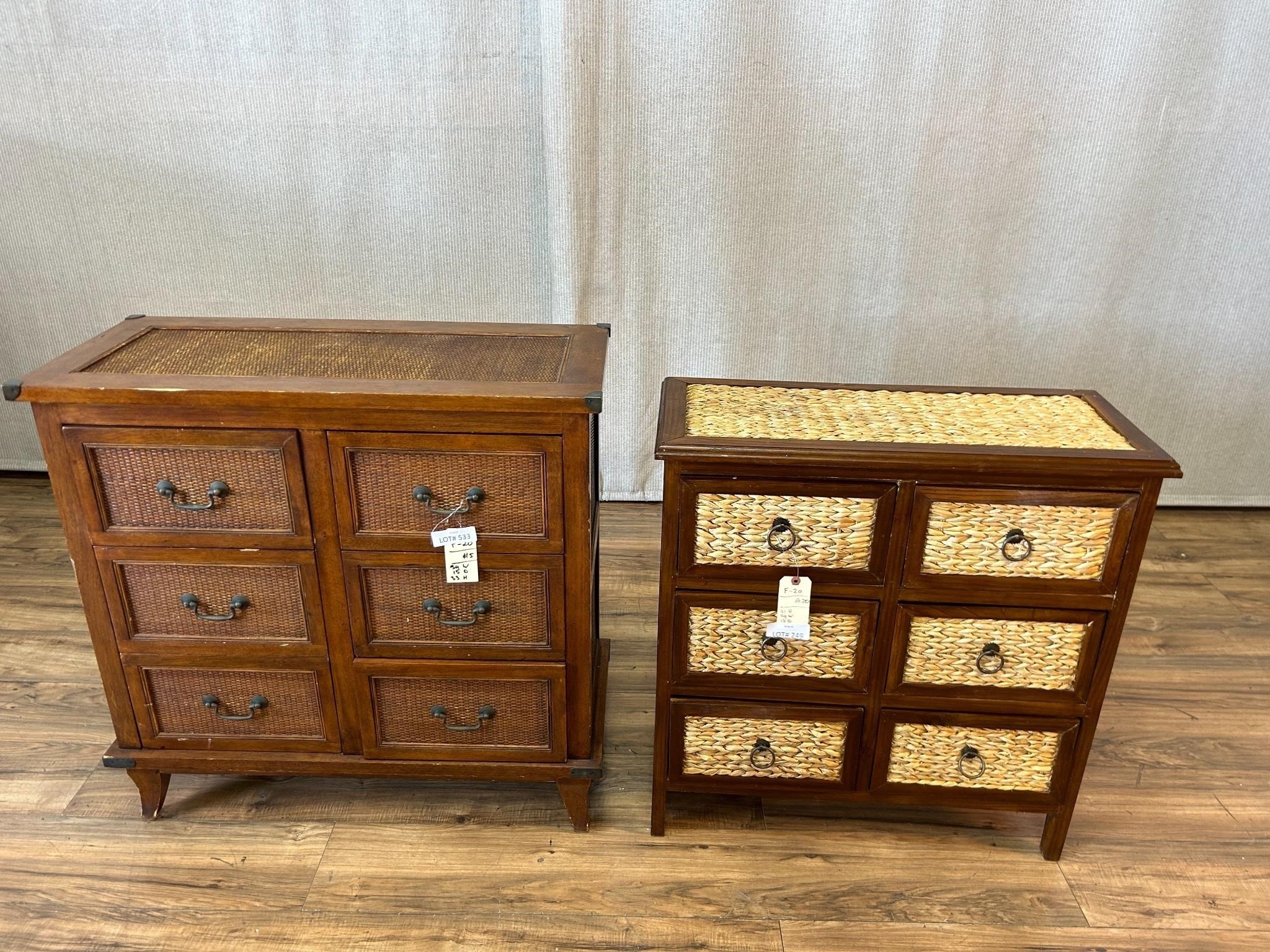 2pc Small Woven Drawer Chests Mismatch