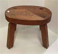 Vintage wooden milking stool measures 12 x 9 x 9