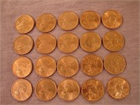 Lot of 20 1 dollar Sacagawea coins