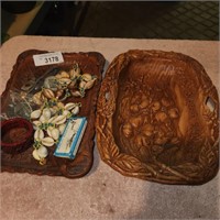 Vintage Decorative Trays w/ Shell Necklaces,