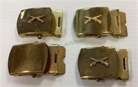 Brass military belt buckles - lot of four.   1733