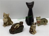 Collection of kitty cat figurines - tallest is