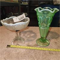 Vintage Northwood Compote and Moon & Stars Vase