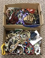 Two box lots of costume and vintage jewelry, etc.