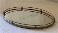Vintage decorative mirrored vanity tray with