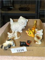 Cat figurines porcelain or ceramic