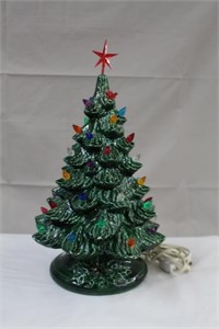 Ceramic Christmas tree, missing a few lights,