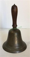Larger antique heavy brass bell with wooden