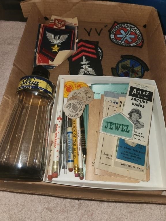 Vintage Military Patches, Advertising Pens,