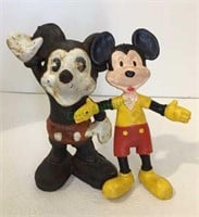 Cast iron Mickey Mouse bank and vintage poseable