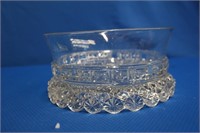 Round pressed glass bowl, 7 X 3.5"H, has mark