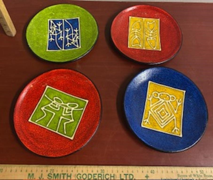 4 Handmade Clay Plates