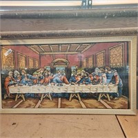 Vintage The Last Supper Framed Wall Tapestry -