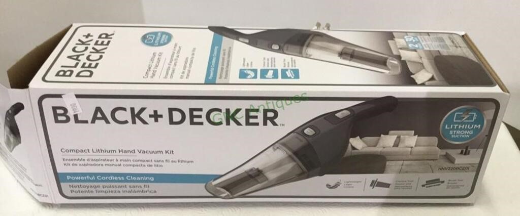 Black & Decker compact lithium hand vacuum.