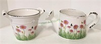 Two ceramic decorative garden flower pots with