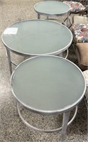 3 TABLE SET / OUT DOOR FURNITURE / NO SHIP 20" 24"
