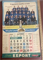 Vintage Toronto Maple Leafs 1964 Calendar-Schedule