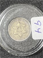 1852 THREE CENT SILVER TRIME