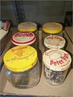 Vintage Glass jars with tin lids-